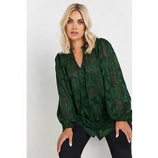 Green Blouses Yours Tie Neck Blouse - Dark Green