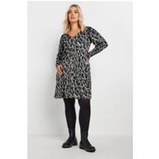 Clothing Yours Leopard Print Tea Dress - Grey