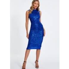 Quiz Royal Sequin Midi Dress - Bright Blue