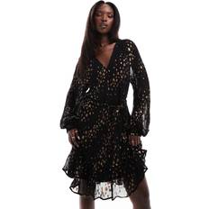 Bronze Dresses Metallic Jacquard Knee Length Dress - Bronze