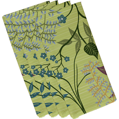 Textiles E by Design Botanical Floral Print Napkins Set of 4 Cloth Napkin Green