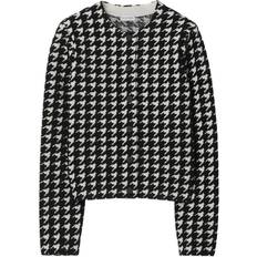 Burberry Jumpers Burberry Houndstooth Pattern Crew Neck Jumper - Black