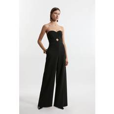 Karen Millen Women Jumpsuits & Overalls Karen Millen Compact Stretch Bandeau Wide Leg Jumpsuit - Black
