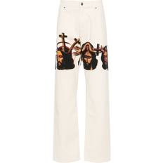 424 Graphic Print Baggy Jeans - White