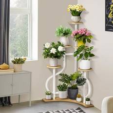 Nalone 5-Tier Corner Plant Stand with L-shaped Base