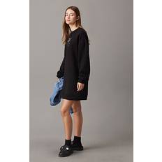 Calvin Klein Schwarz Kleider Calvin Klein Relaxed Monogram Sweatshirt Dress - Black