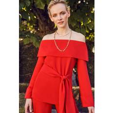 Red Blouses Trina Turk Lyndi Off-Shoulder Top - Red Spark