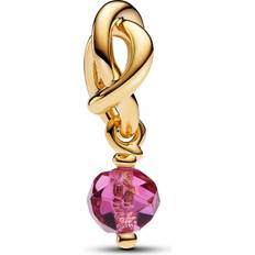 Pandora Men Charms & Pendants Pandora Faceted Pink Eternity Circle Gold-Plated Dangle Charm