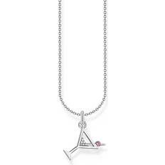 Thomas Sabo Silver Necklace With Cocktail Glass Pendant - White