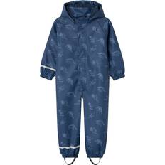 Solid Colour Rain Overalls Name It Regenanzug med Fleece - Dark Denim/Dino