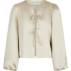 Beige - Dame Bluser Neo Noir Daliska Dull Satin Blouse - Sand