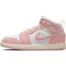 Rosa Zapatillas de Baloncesto Jordan 1 Mid Vorschule Schuhe - White