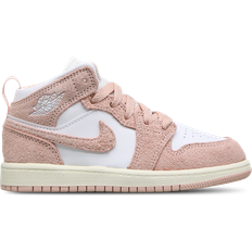 Leather Basketball Shoes Nike Jordan 1 Mid SE PS - White/Sail/Legend Pink