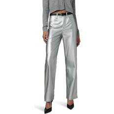 Polyurethane - Women Jeans The Margot Vegan Leather Jeans - Plated Silver