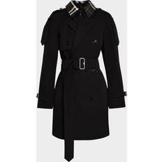 Burberry Bomuldstrenchcoat Med Ternet Mønster - Sort