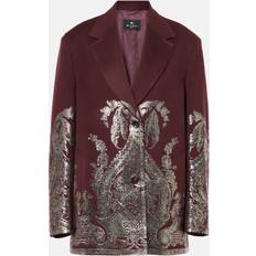 Men - Purple Coats Etro Manteau À Imprimé Lamé - Burgundy