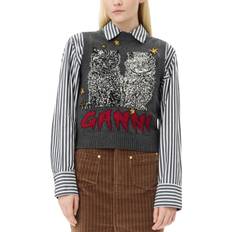 Ganni Woman Jumpers Ganni Women's Graphic Cats Vest - Gray