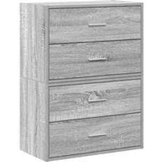 Cajones Retráctiles Armarios vidaXL Grey Sonoma Cabinets with 2 Drawers 2 pcs Storage Cabinet