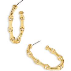 Kendra Scott Maura Pave Bamboo Hoop Earrings Gold