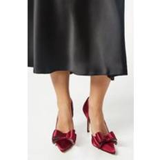 Coast Diamante Bow Detail High Stiletto Court Shoes - Red