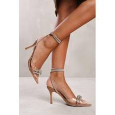 Where's That From Perspex Heel With Embellished Detail - Brown