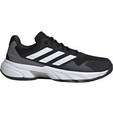 Recycled Materials Racket Sport Shoes adidas CourtJam Control 3 Clay Tennis Shoes - Core Black/Cloud White/Grey Four