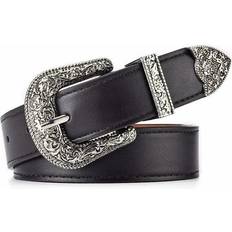 Silver - Unisex Belts Other Vintage Carved Needle Buckle Belt - Silver/Buckle Brown