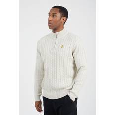 Vêtements Brave Soul Quarter Zip Funnel Neck Cable Knit Jumper - White