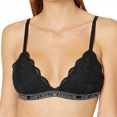 Armani Women Underwear Armani Logoband Lace Padded Triangle Bra - Black