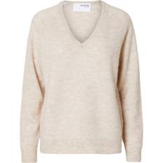 Selected Femme Slflulu Pullover - Lysebeige