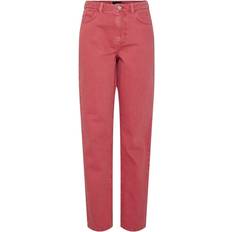 Dame - Rød Jeans Pieces Pcfria HW Straight Denim Pants - High Risk Red/Washed