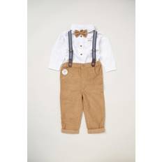 Brown Other Sets Bow Tie Mock Shirt and Trousers Set - Light Brown