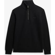 Superdry Herr Tröjor Superdry Bakers Sweatshirt Med Krage Logotyp Essential Logo Half Zip - Svart