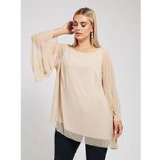 Grey Blouses Yours London Curve Long Sleeve Blouse - Natural