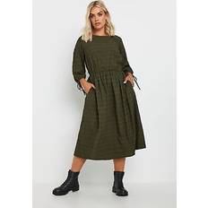 Fabric Dresses Plus Size Crinkle Midaxi Dress - Khaki Green