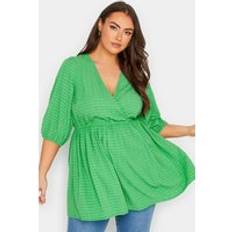 Blouses Yours Curve Plus Size Textured Wrap Top - Green