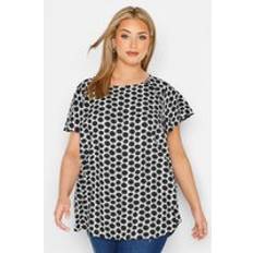 Blouses Yours Curve Plus Size Spot Print Frill Shoulder Top - Black