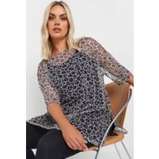 Mesh Blouses Yours Curve Leopard Print Oversized Mesh Top - Brown