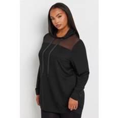 Mesh - Woman Jumpers Yours Curve Mesh Detailed Hoodie - Black