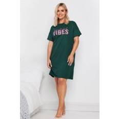 Grøn Natkjoler Yours Curve Green 100% Cotton Weekend Vibes