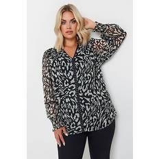 Leopard Blouses Yours Plus Size Leopard Print Stud Trim Blouse - Black