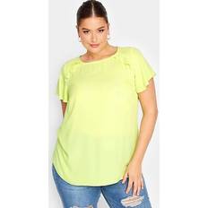 Yellow Blouses Yours Curve Frill Short Sleeve Blouse - Yellow