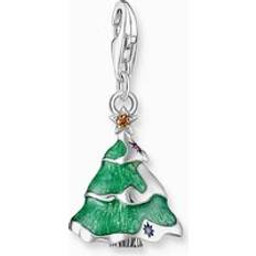 Mehrfarbig Charms & Anhänger Thomas Sabo Silver Christmas Tree Charm - Green/Silver