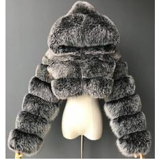 Silver Coats Xcsgsra Women Faux Shaggy Jacket Winter Coat - Silver