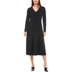 Karen Kane Petite Size Kate V Neck Midi Dress - Black