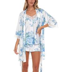 Lace Pyjamas Flora Nikrooz Sabrina Satin Robe and Pajama Travel Set - Ivory/Cream