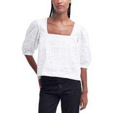 Barbour Blouses Barbour Macy Check Print Balloon Sleeve Top - White