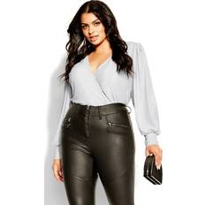 Silver - Women Blouses City Chic Plus Size Glowing Top - Silver