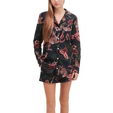 Desmond & Dempsey Animal-print Cotton Pyjama Set Navy