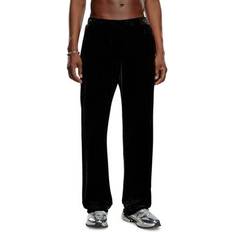 Diesel Men Pants Diesel Track Pants In Treated Velvet - Black